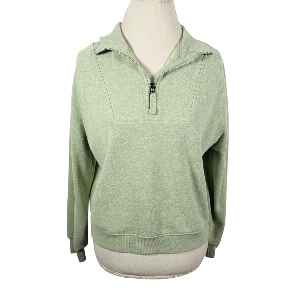 Prana Cozy Up Pullover Sweatshirt Heather Green Crop Length Relaxed Size S - Picture 2 of 12